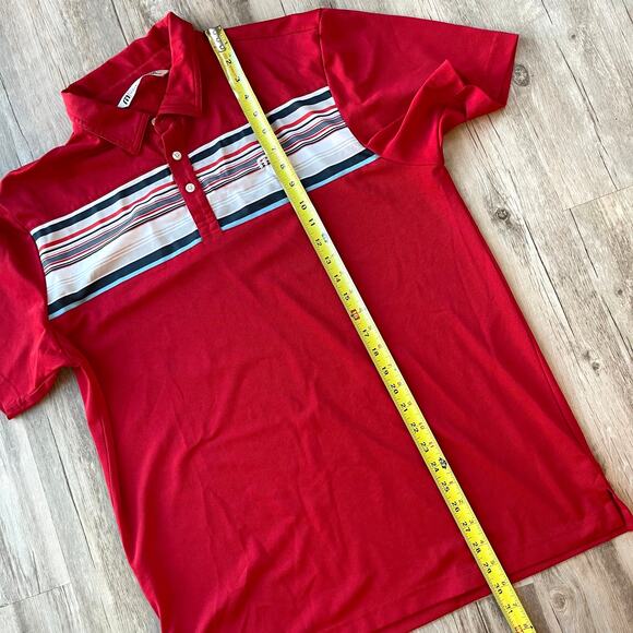 Travis Mathew Men Golf Polo Shirt Size Large Red Striped Short Sleeves Outdoor - Picture 6 of 9